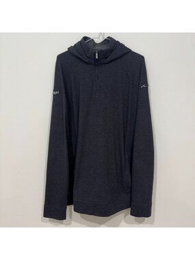 KJUS Mens Inverness Pullover 1/4 Zip Hoodie Size L 52 Grey Cotton Cashmere